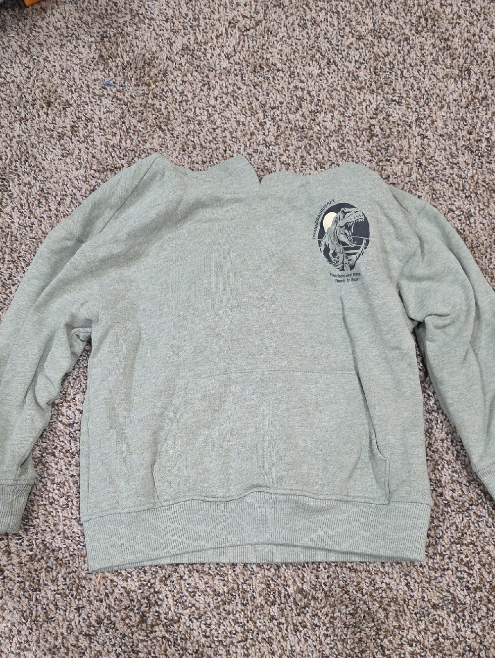 Kids Sage Green Pullover Hoodie with Small Chest Graphic